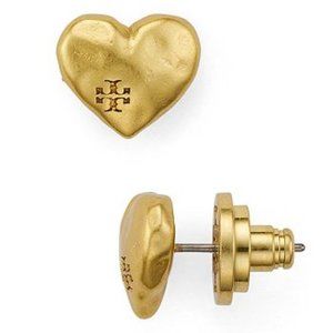 Tory Burch Gold Heart Logo Stud Earrings